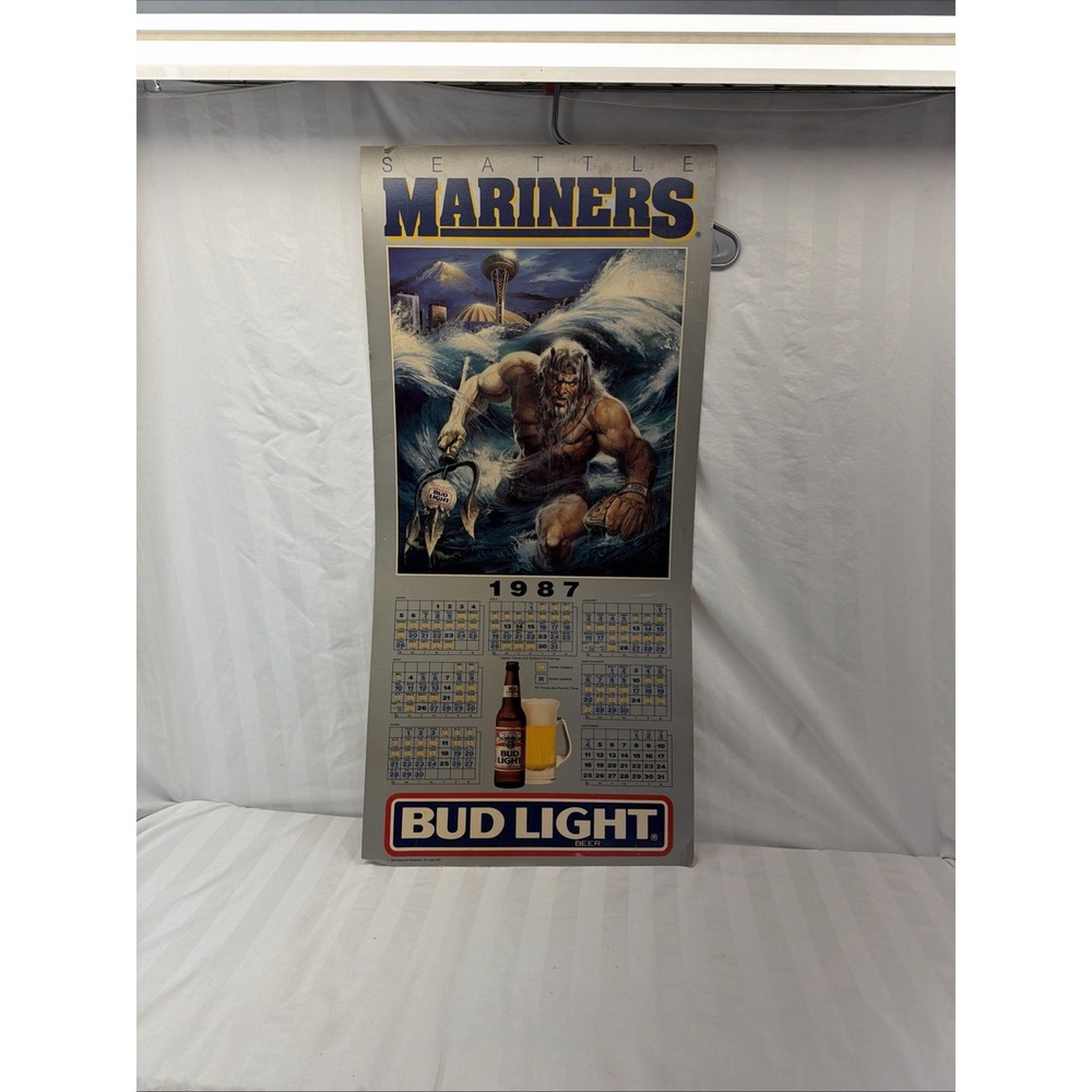 1987 Large 36 Inch Budlight Seattle Mariners Schedule Poster